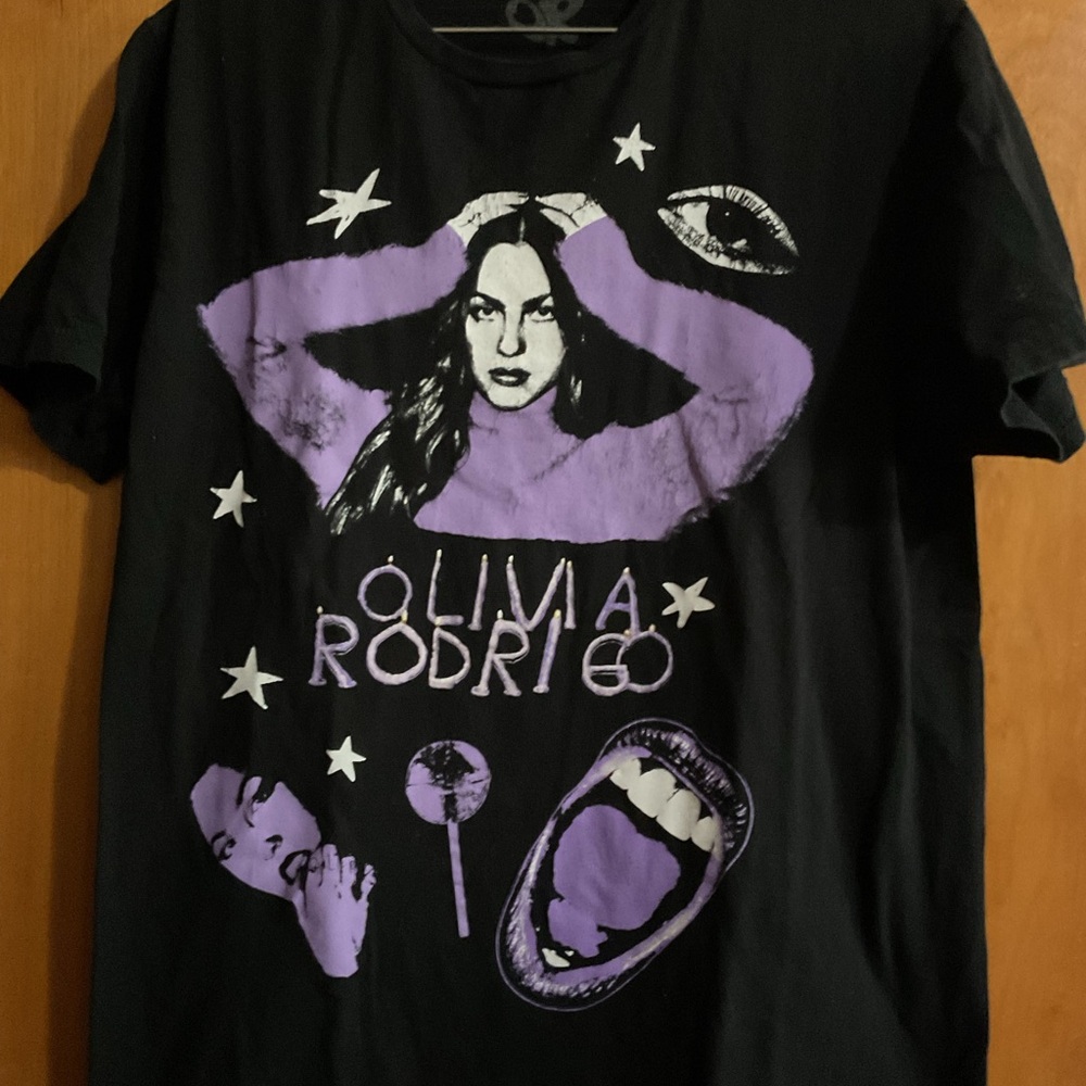 Olivia Rodrigo Black Graphic Tee with Purple Print